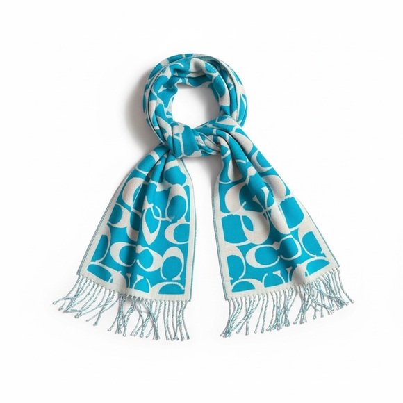 Coach Other - Coach Teal Merino Wool Signature Scarf